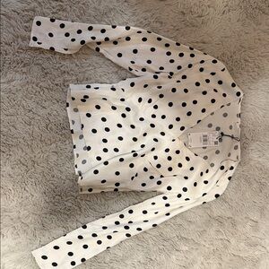 Mango Cream Blouse with Black Polka Dots